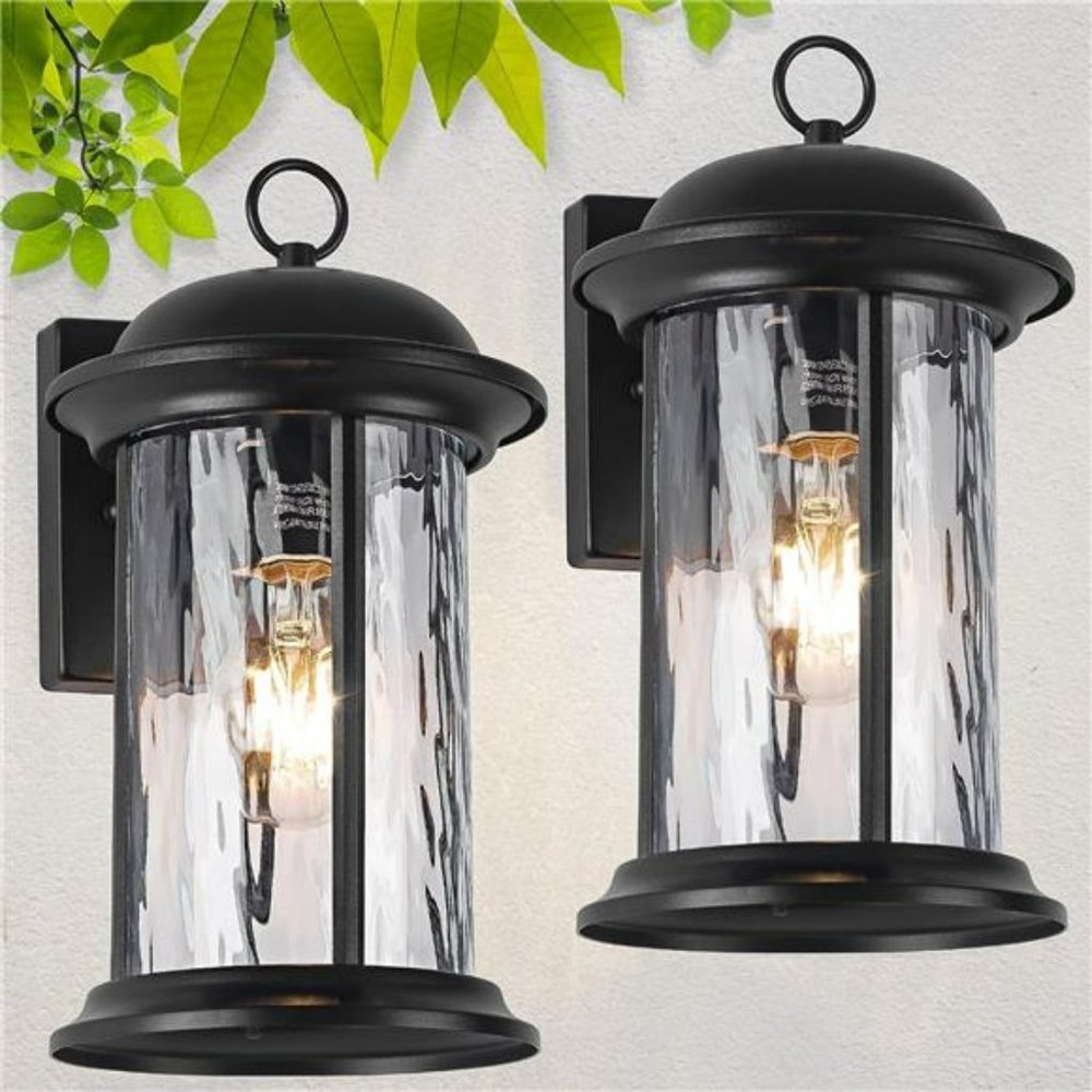 t 2 Packs- Outdoor Wall Lights Waterproof, Outdoor Wall Sconce, Black